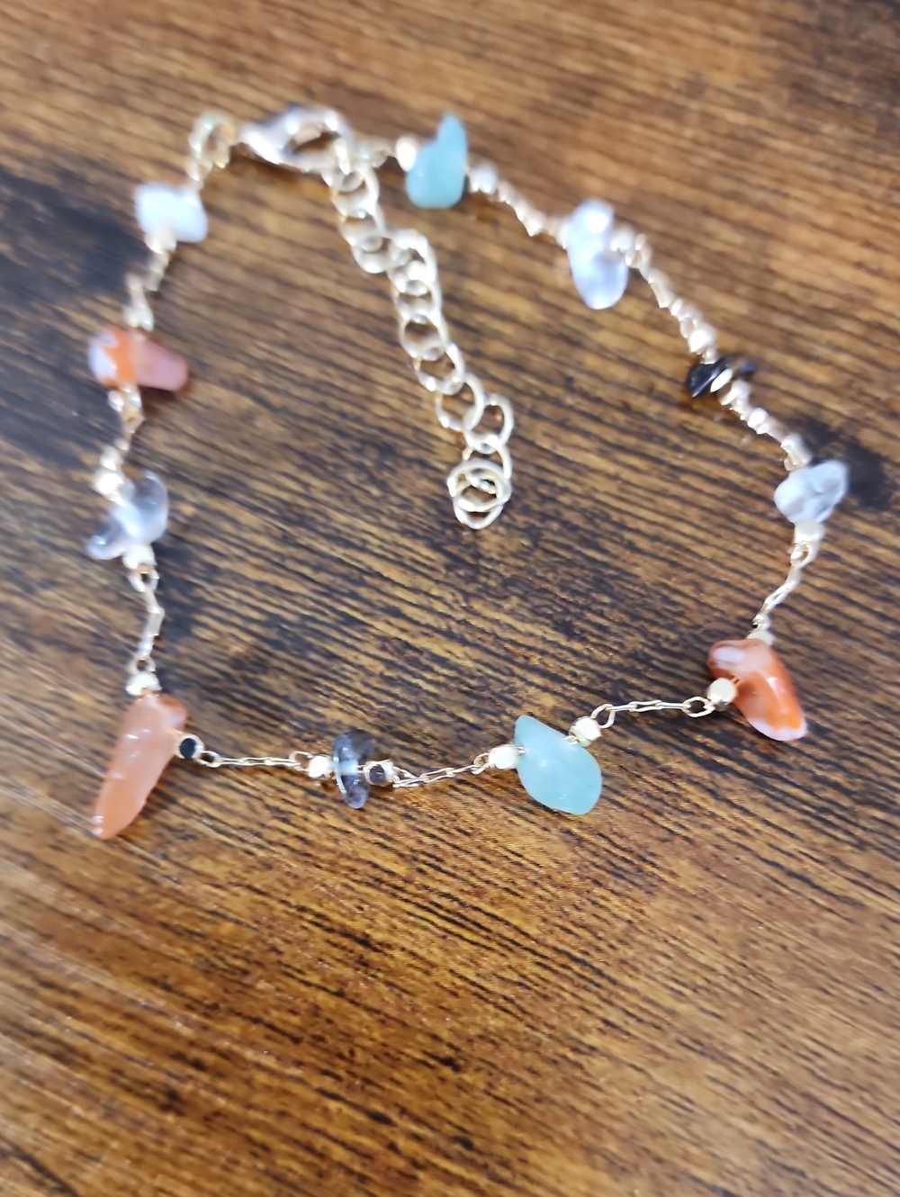 1pc Minimalist Colorful Natural Stone Beaded Bracelet Or Anklet Set,Suitable For